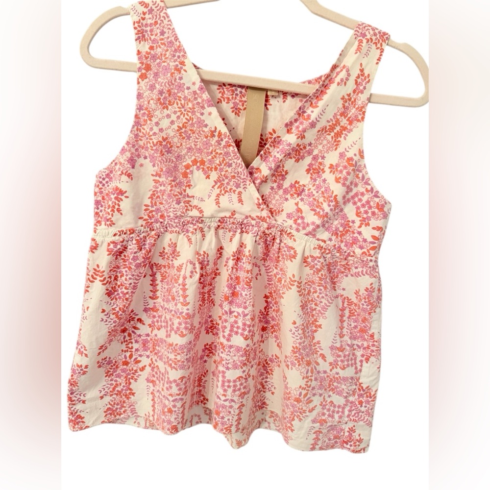 Sophie Golightly Top Pink Floral Cotton Sleeveless Empire Top Size S